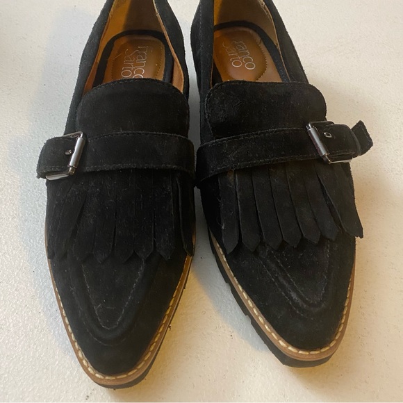 Franco Sarto Shoes Womens Size 8 Darius Black Leather Pointed Toe Loafers - Picture 8 of 10
